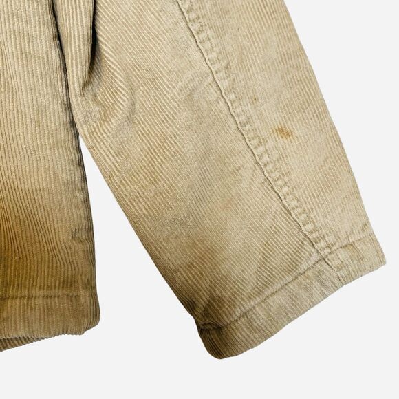 Vintage Y2K Esprit Corduroy Hooded Jacket Women M Beig  Full Zip Faux Fur Trim - Picture 9 of 12